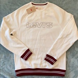 NEW: Men’s White Levi’s Sweatshirt w/ Maroon Trim